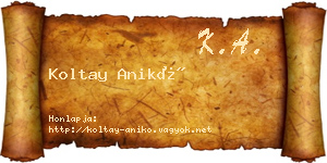 Koltay Anikó névjegykártya